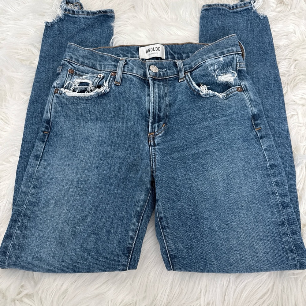 Agolde Women's Skinny Jeans in Medium Blue Denim